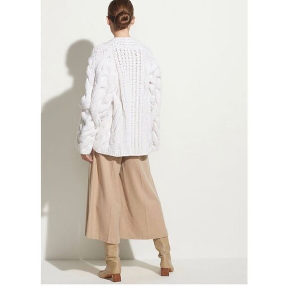 Vince Hand Knit Twisted Cable Cardigan Cashmere/Wool NWT One size RARE - Picture 4 of 13